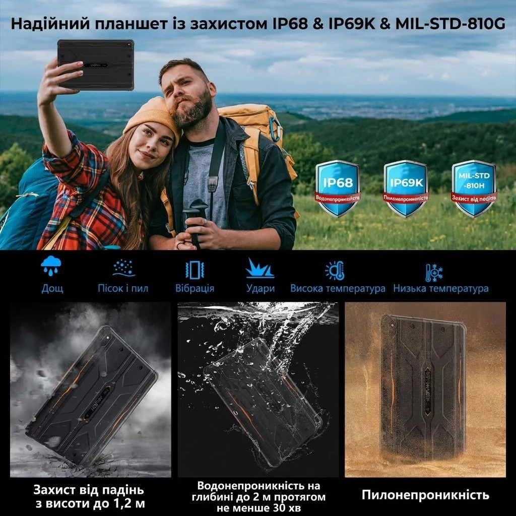 Планшет 10.1" HOTWAV R8 4+8/128Gb 4G 2-SIM 8 ядер Android 14 10800 mAh Помаранчевий, фото №2