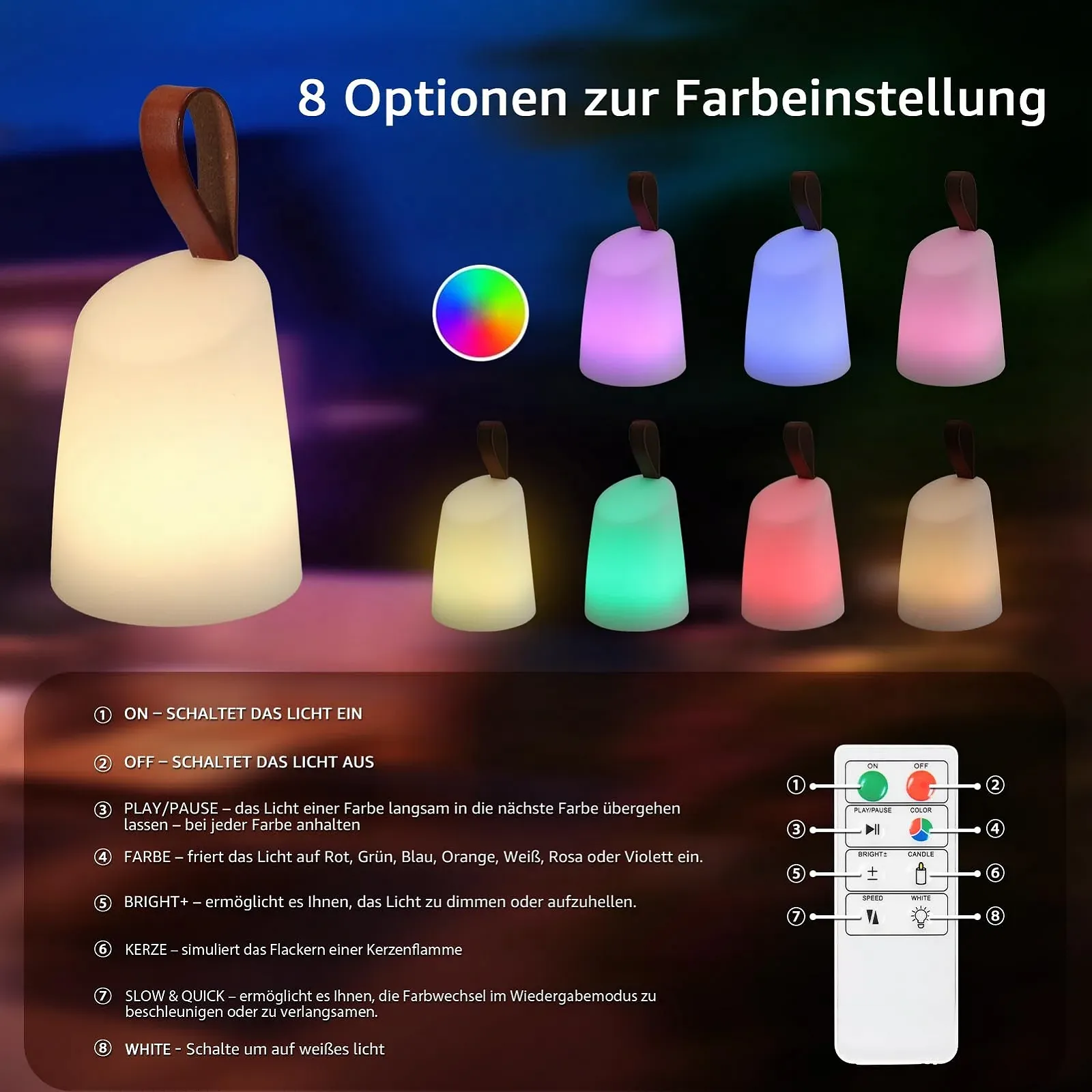 Настольная лампа MALUX Portable LED Outdoor Dimmable Rechargeable IP44 RGB, фото №4