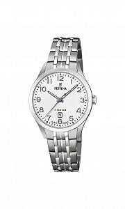 Женские аналоговые кварцевые часы Festina F20468/1, титановый ремешок, белые, браслет - Фото 1