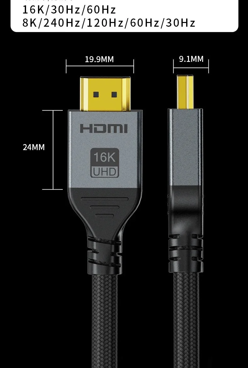 Кабель AVICE HDMI v2.2 16K/60Hz 8K/240Hz 3 метри Grey Ultra High Speed HDR, фото №8