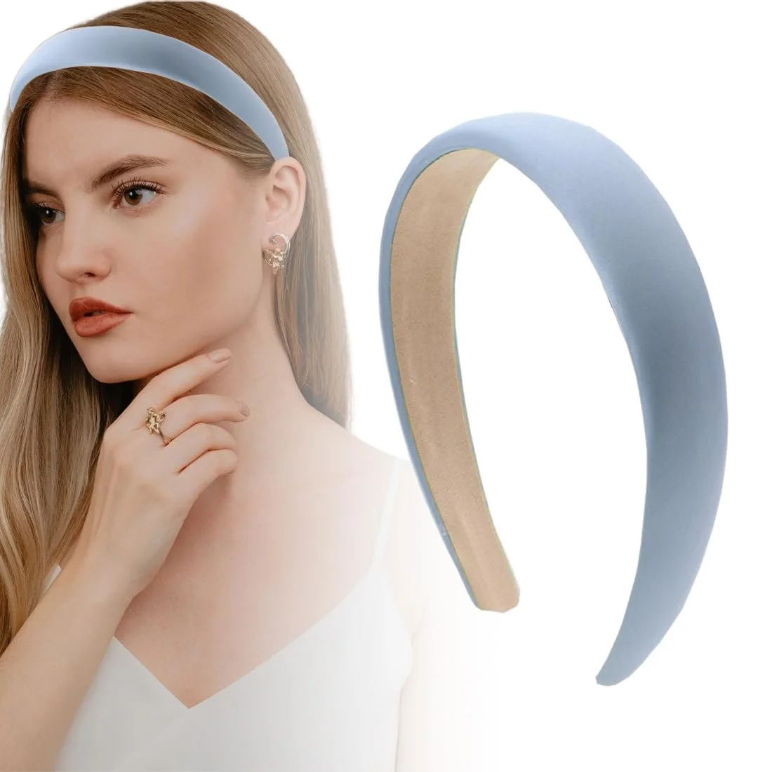 Обруч Блакитний Шкіряний для Жінок, фото №1