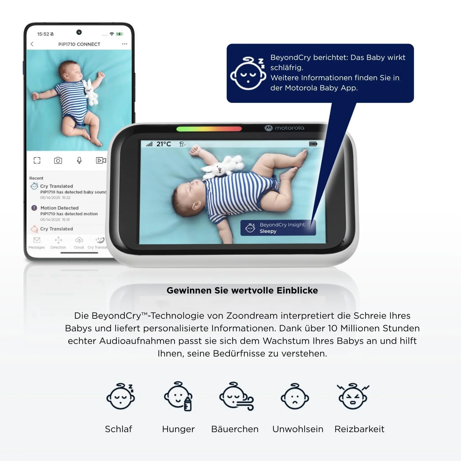 Відеоняня Motorola Nursery PIP1710 Connect WiFi 5" HD Touch Screen Night Vision, фото №7