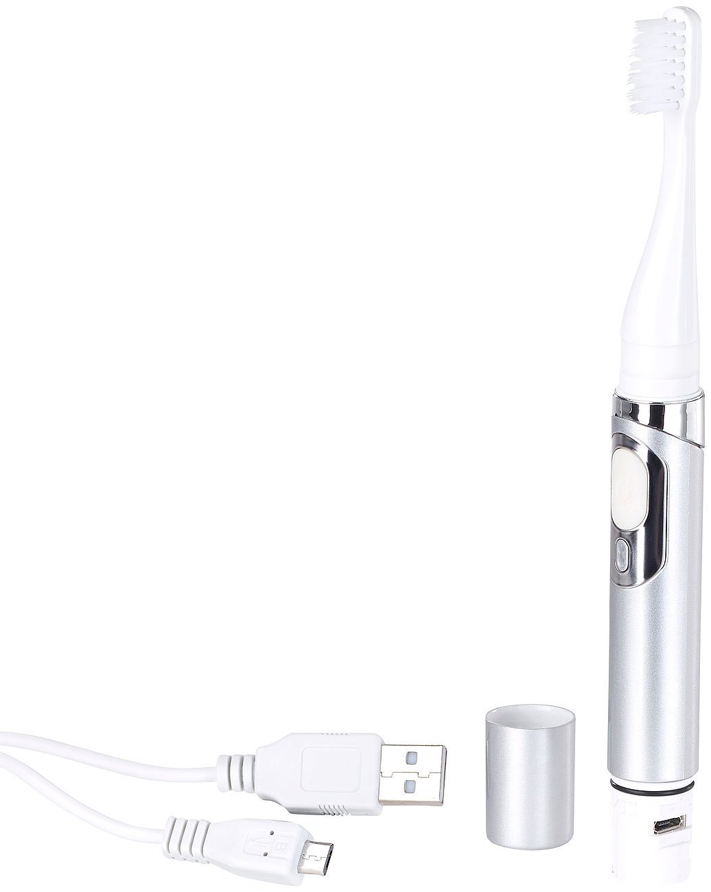 Електрична звукова зубна щітка newgen medicals USB Battery Travel 28,000 RPM IPX7 Срібляста, фото №4