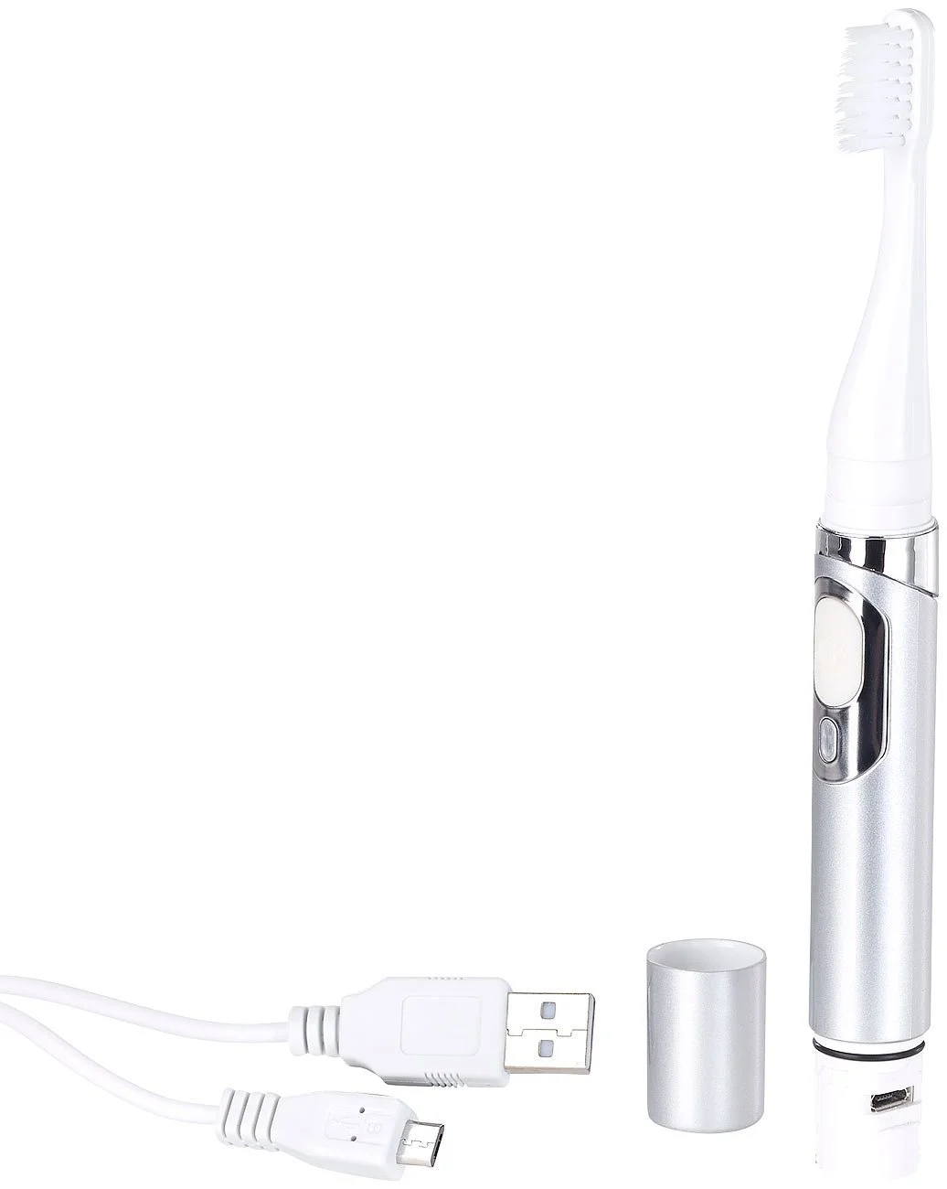 Электрическая звуковая зубная щетка newgen medicals USB Battery Travel 28,000 RPM IPX7 Серебристая, фото №4