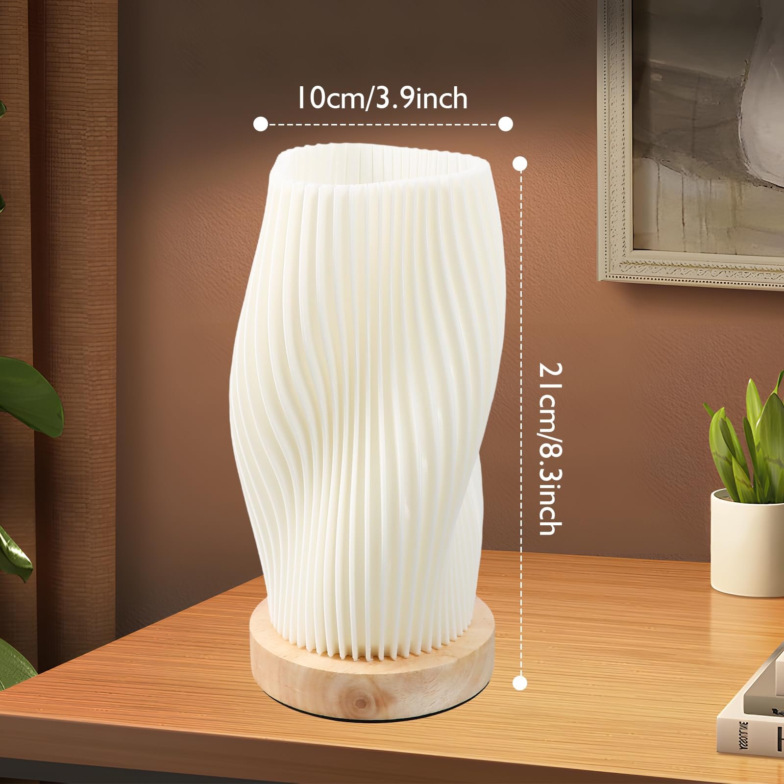 Настільна лампа з дерев'яною основою та плафоном PLA 9 рівнів яскравості USB 21x11 см, фото №6