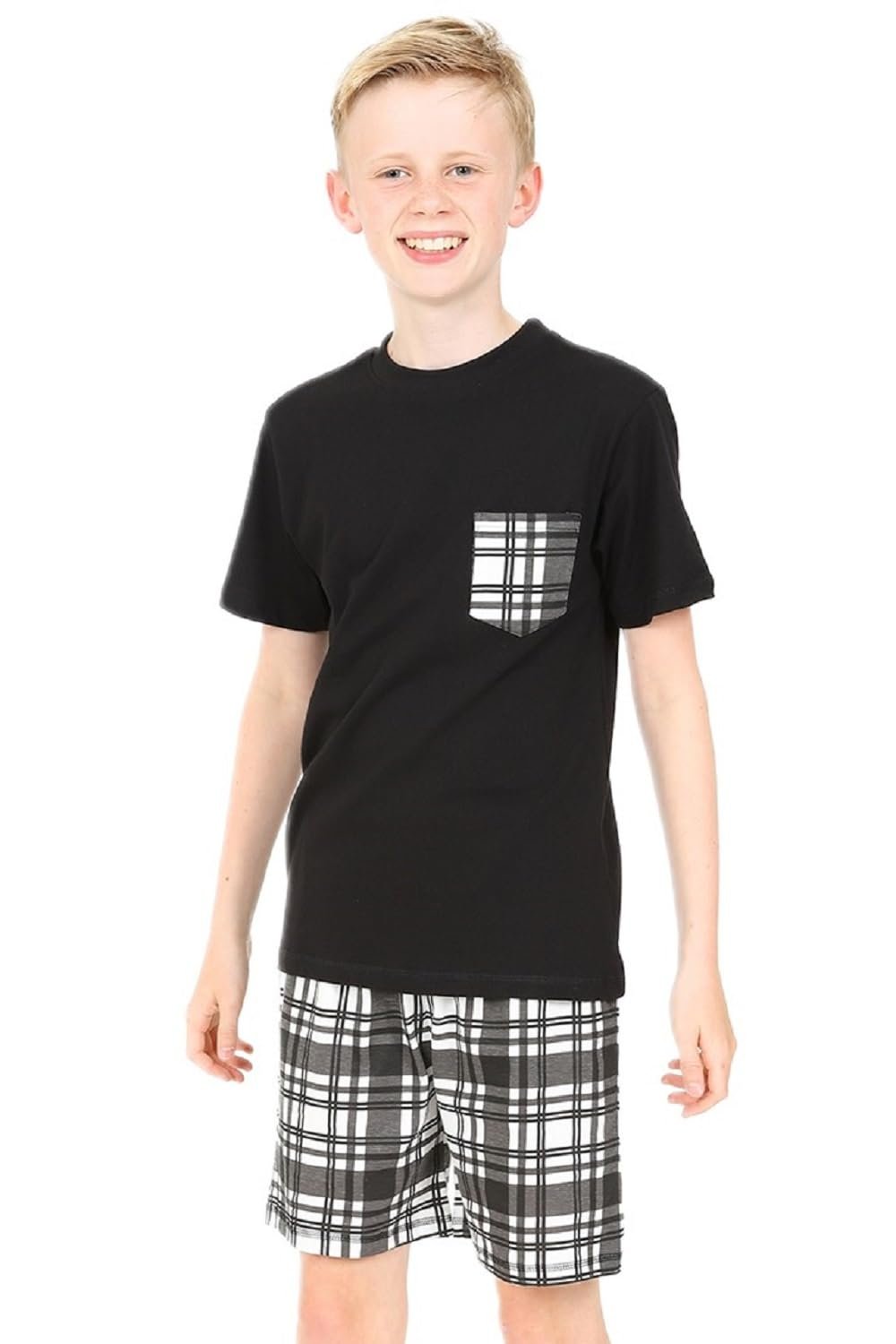 Пижамный набор ThePyjamaFactory Хлопок Чёрный и белый в клетку для мальчиков, фото №2 Пижамный набор ThePyjamaFactory Хлопок Чёрный и белый в клетку для мальчиков, фото №2