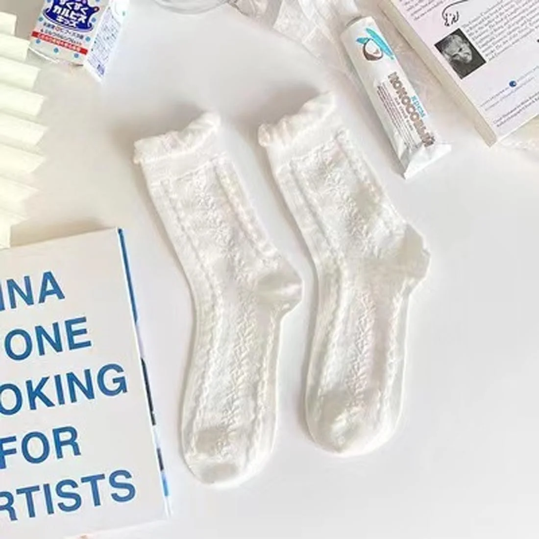 Шкарпетки з рюшами Бавовняні шкарпетки з мереживом (3 пари), фото №2