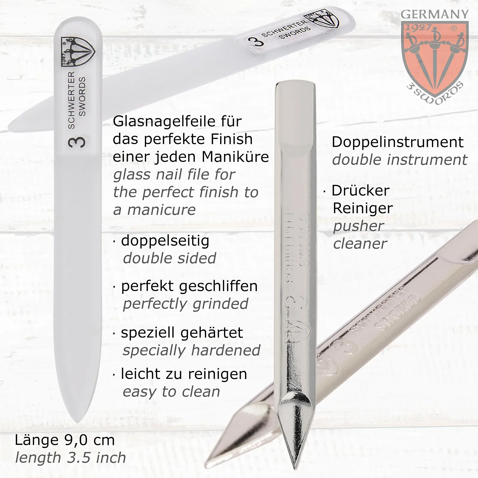 Набор для маникюра 3 Swords Nostalgie 3 предмета, в чехле из натуральной кожи Black, фото №3