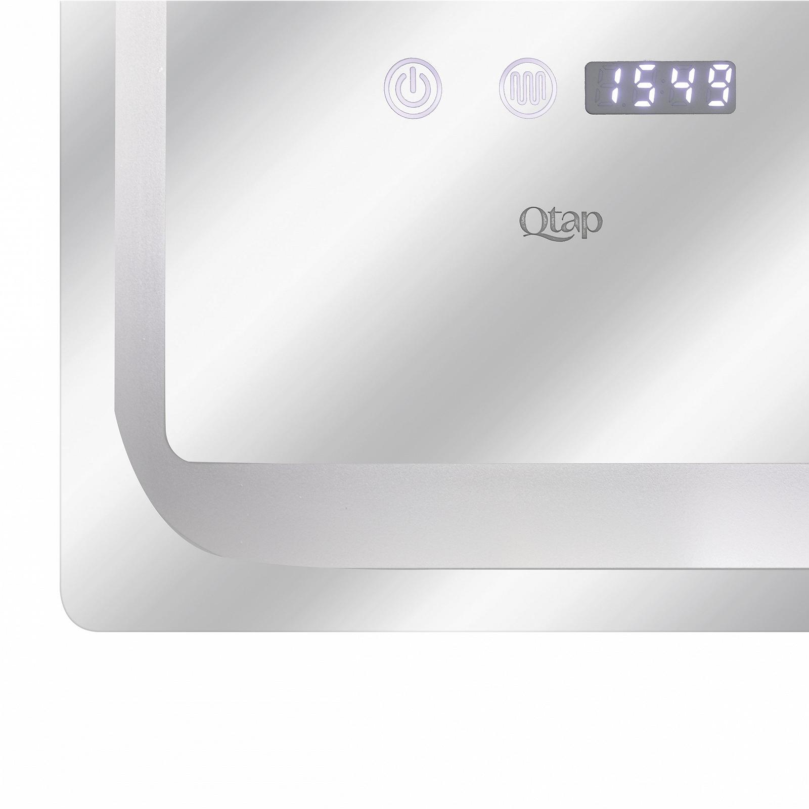 Дзеркало у ванну з підсвіткою антизапотіванням годинником Qtap Mideya 100х60 см QT2078NCF10060W, фото №4