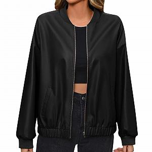 Кожаная куртка Generisch с молнией, Куртка с капюшоном, Короткая куртка, Женская кожаная куртка, Черная байкерская куртка из натуральной кожи, Кожаная куртка, Женская зимняя куртка, Коричневый - Фото 1