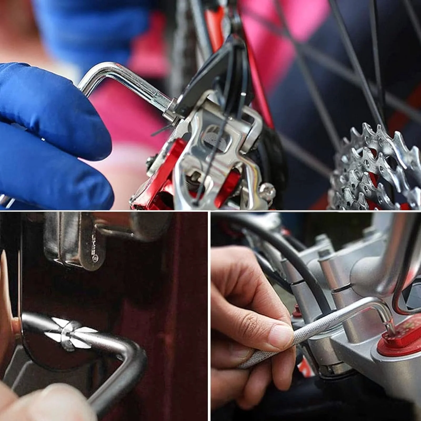 Набір Вигнутий Г-подібний ключ Чорний Хрестова викрутка Набір Багатофункціональна Подвійна Головка Сріблястий, фото №7