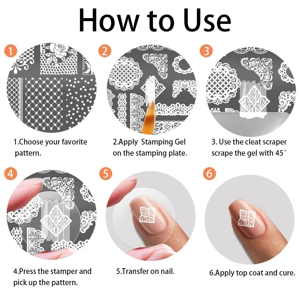 Пластины для стемпинга PH PandaHall 3 штуки Lace Pattern Flowers Tips Retro нержавеющая сталь со штампом и скребком, фото №7