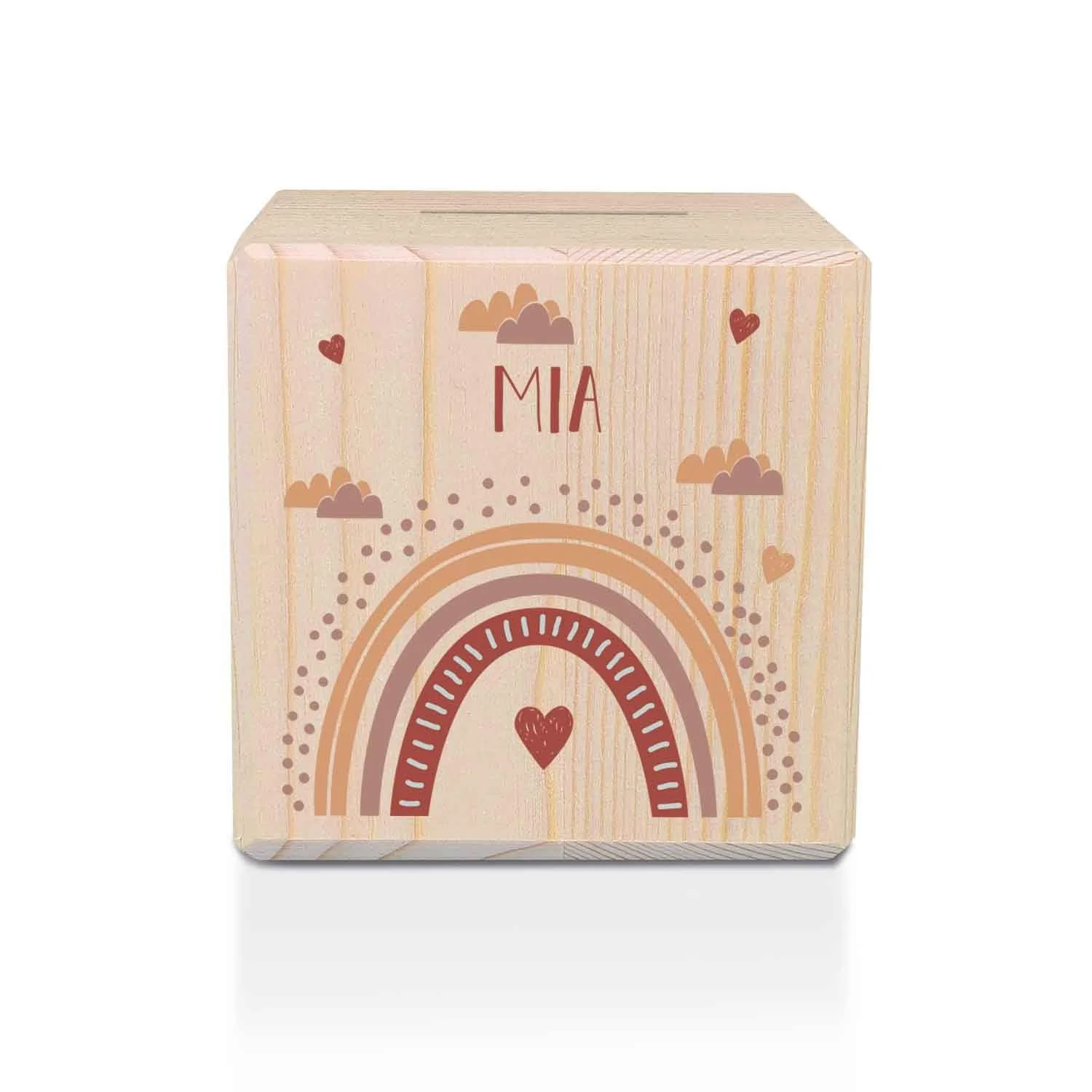 Скарбничка GRAVURZEILE дерев'яна з металевим замком Rainbow Red, фото №1