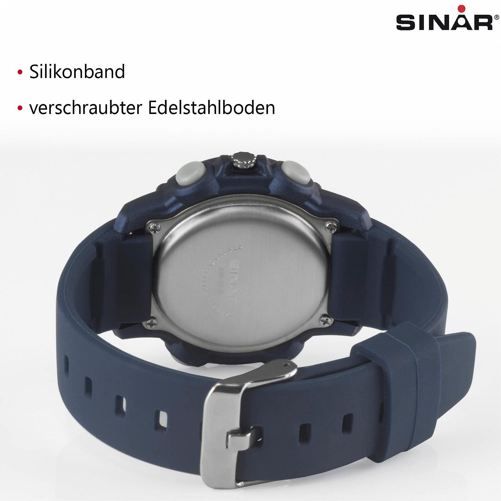 Годинник SINAR Youth Sports Boys Аналогово-цифровий кварцовий 10 Bar з 5 сигналами тривоги, EL підсвічуванням та силіконовим ремінцем Темно-синій Сірий XW-27-2, фото №4