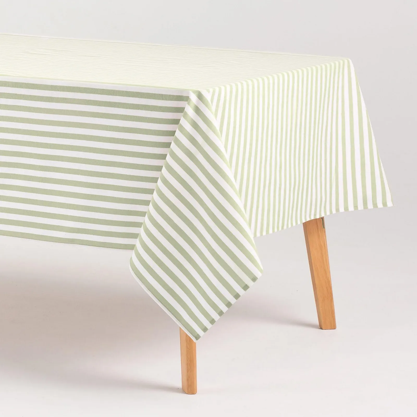 Скатертина GAMUSI Stripe Прямокутна бавовняна водонепроникна Light Green 140 x 200 см, фото №1