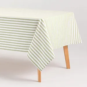 Скатертина GAMUSI Stripe Прямокутна бавовняна водонепроникна Light Green 140 x 200 см - Фото 1