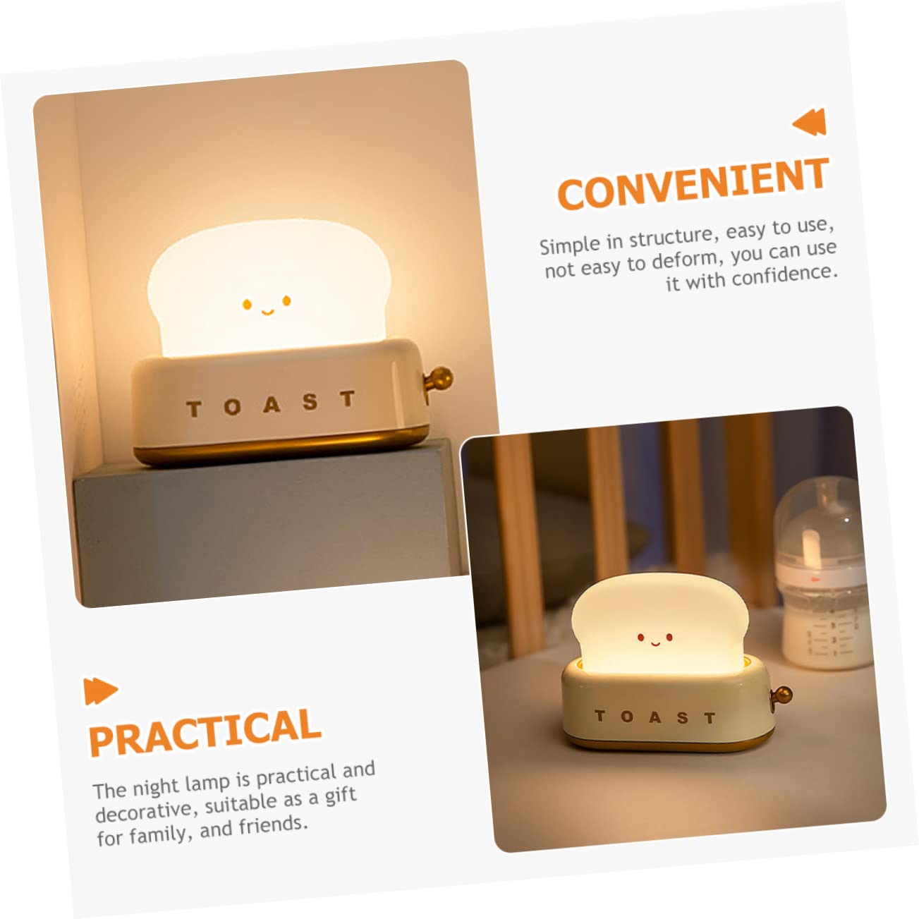 Lampa настільна WOONEKY Toaster світлодіодна нічник для дівчат, фото №3