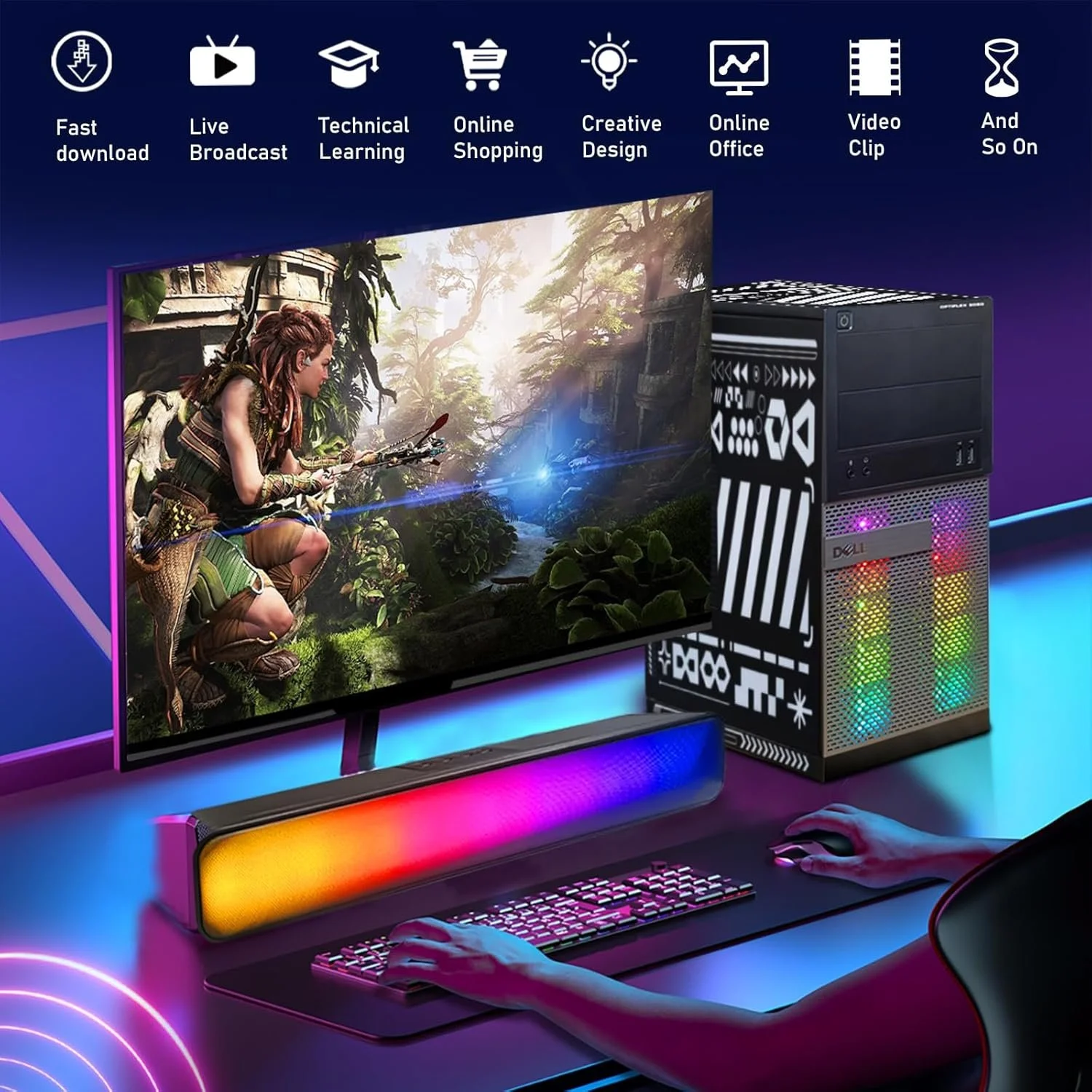 Комп’ютер Dell Gaming PC / Intel Core i5-4570 / RAM 16GB / SSD 512GB / AMD Radeon RX 550 / 1 x HDMI / LAN / Wi-Fi 5 / Bluetooth 5/ Windows 11 / Чорний, фото №3