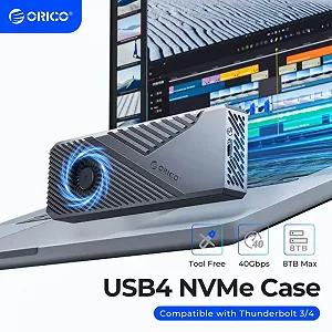 Внешний карман ORICO CNM2-U4 40Gbps M.2 NVMe SSD to USB4, Thunderbolt 4 Grey - Фото 1