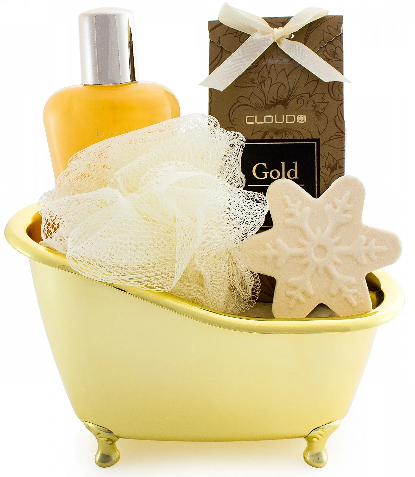 Подарунковий набір для ванни Ваніль BRUBAKER Cosmetics 5 предметів з ванною - Золотий, фото №1