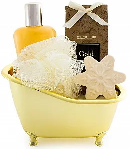 Подарунковий набір для ванни Ваніль BRUBAKER Cosmetics 5 предметів з ванною - Золотий - Фото 1