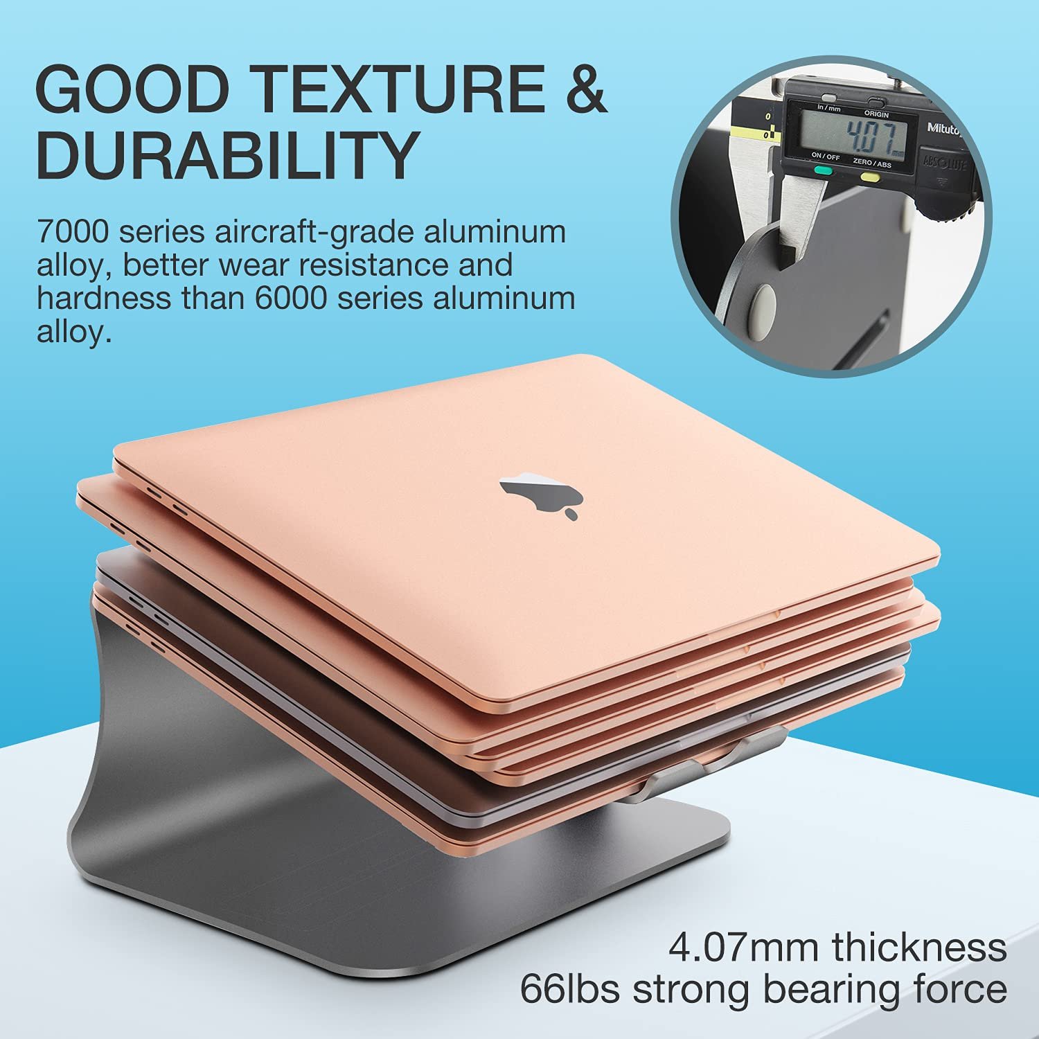 Підставка для ноутбука алюмінієва для Apple Macbook та всіх ноутбуків, сіра (запатентована), фото №6