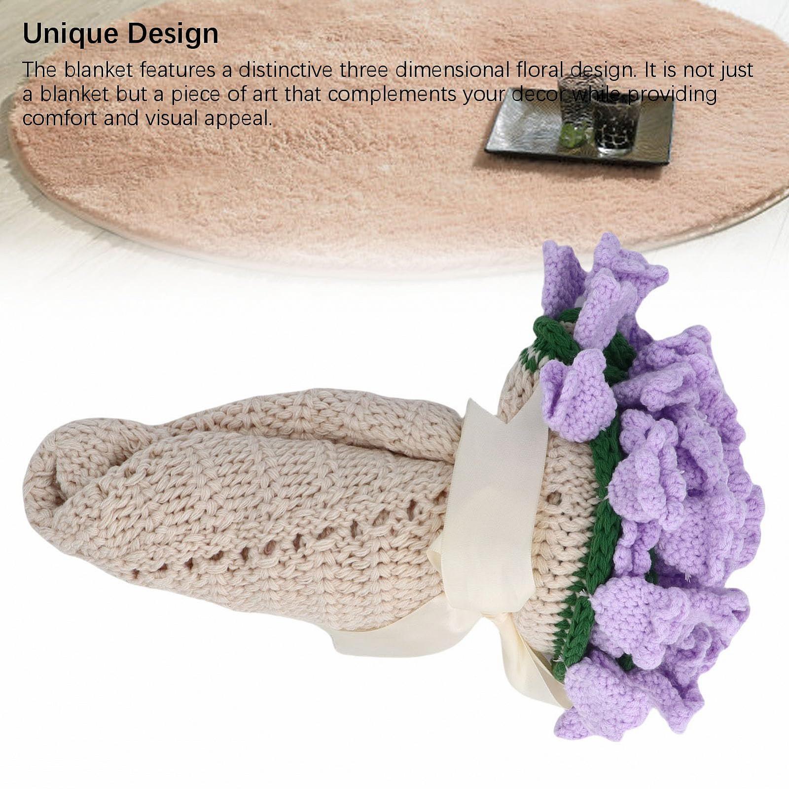 Покривало Greensen Серія Ручна робота Модель Квітковий букет 3D 60 см Фіолетовий, фото №3 Покривало Greensen Серія Ручна робота Модель Квітковий букет 3D 60 см Фіолетовий, фото №3