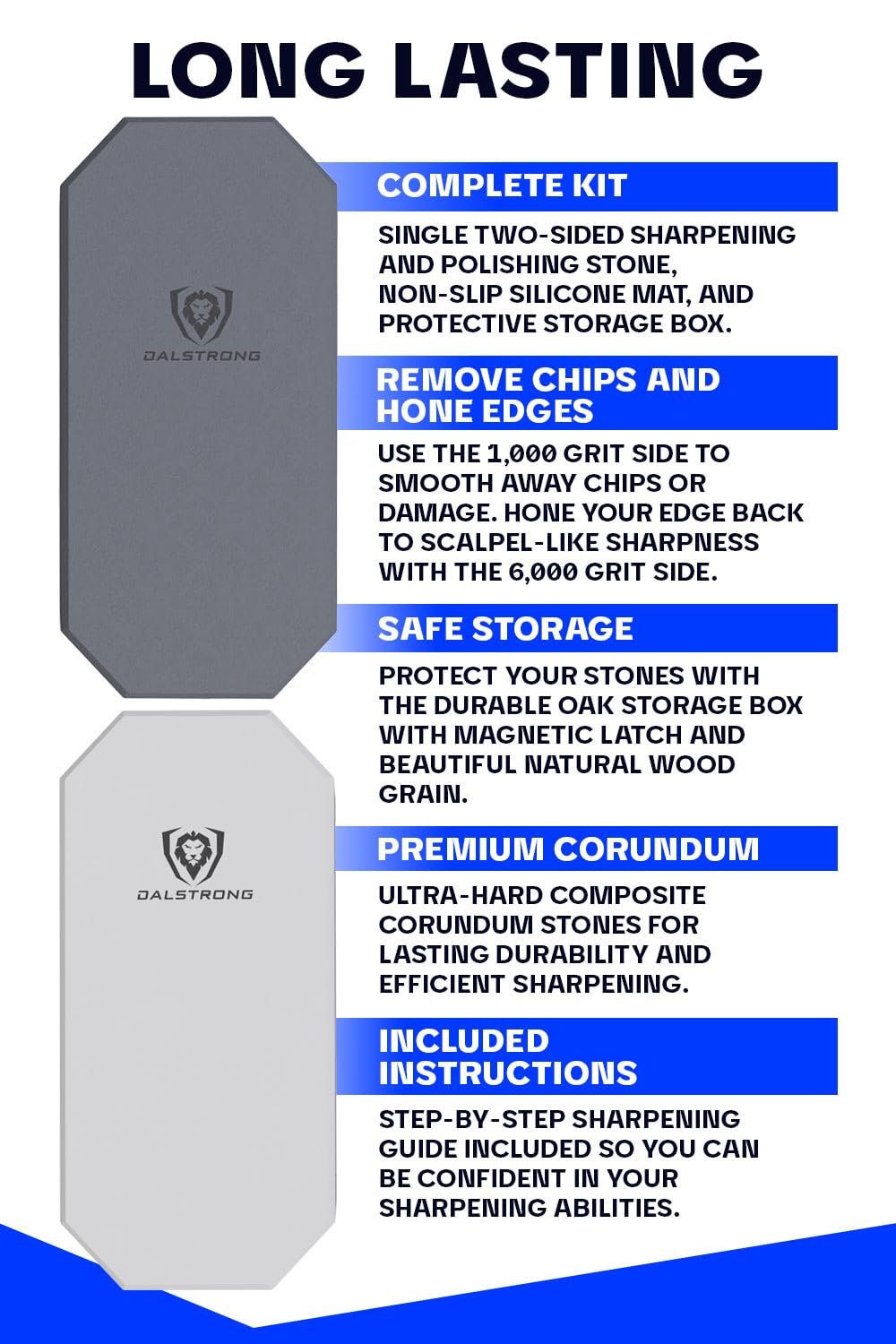 Набір точильних каменів DALSTRONG портативний у дубовому коробі #1000/#6000 grit корунд, фото №5 Набір точильних каменів DALSTRONG портативний у дубовому коробі #1000/#6000 grit корунд, фото №5
