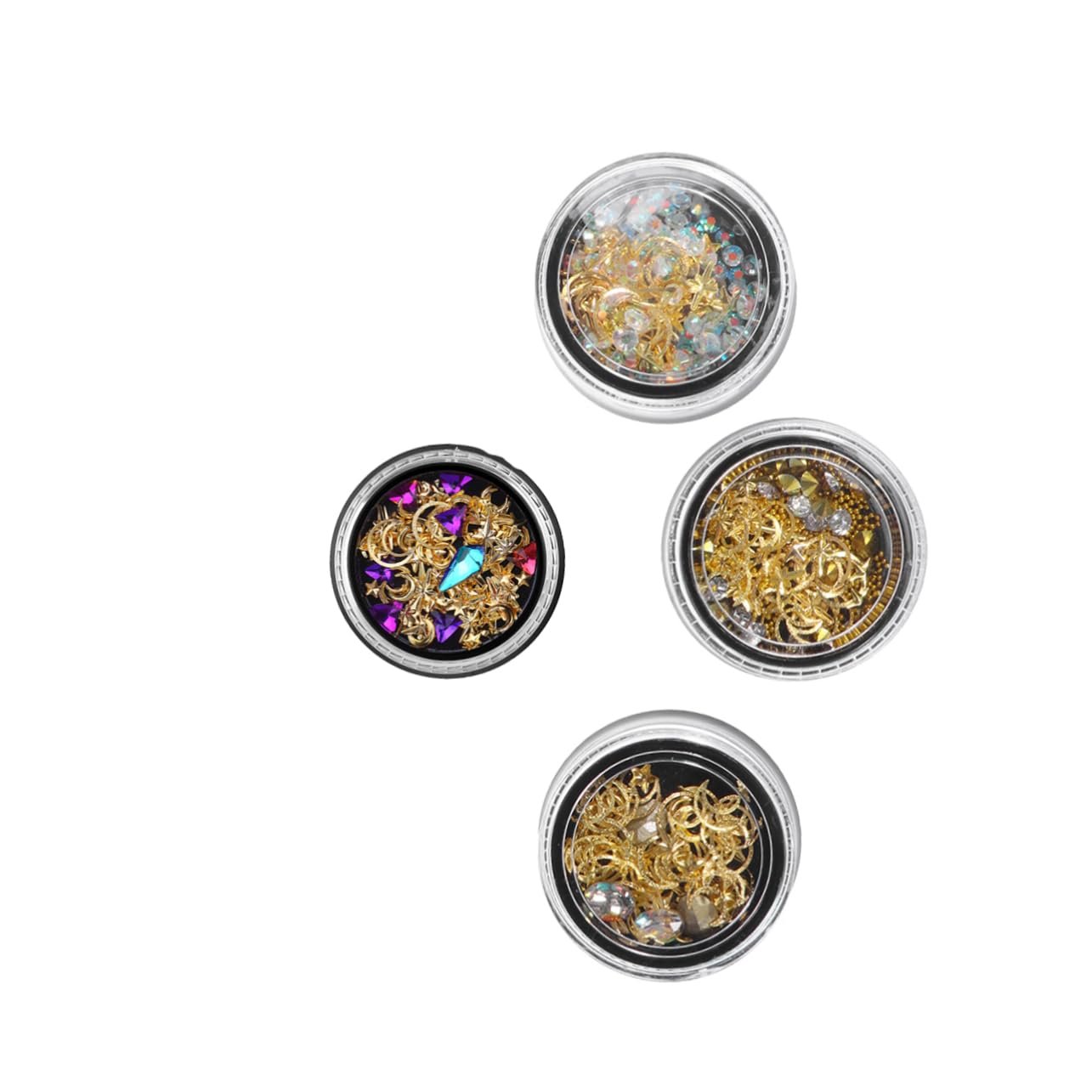 Стразы для ногтей Healeved, 4 шт, разноцветные, медная пластина, фото №1