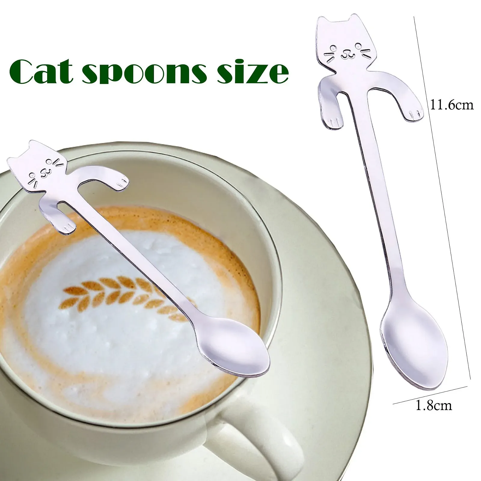 Ложка для кави Кіт, з нержавіючої сталі, декоративна, фото №1