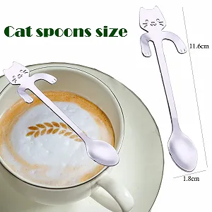 Ложка для кофе Кот, из нержавеющей стали, декоративная, подарок для любителей кошек (Серебряная) - Фото 1