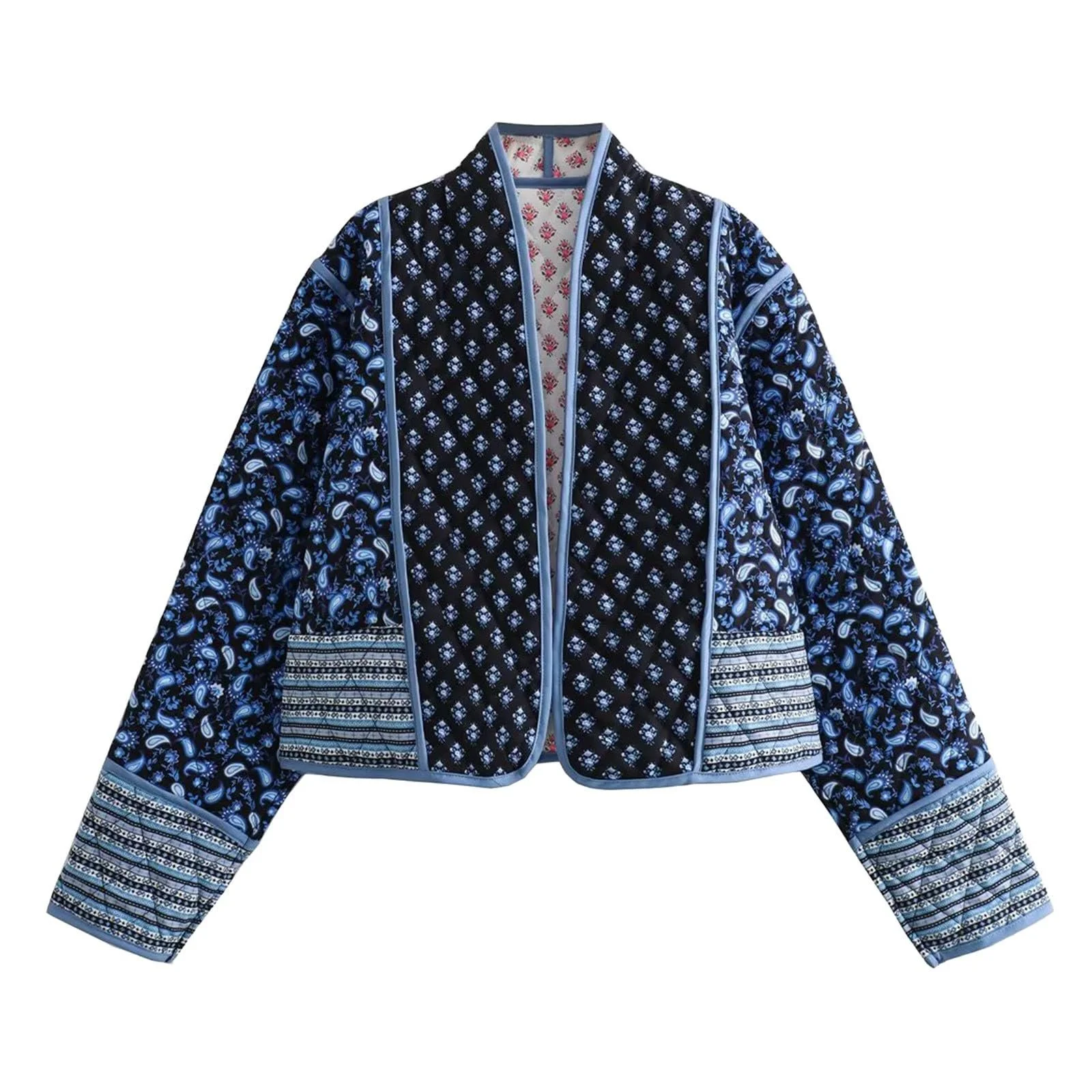 Жіноча куртка з квітковим принтом, укорочена, легка, вінтажна, фото №6 Жіноча куртка з квітковим принтом, укорочена, легка, вінтажна, фото №6