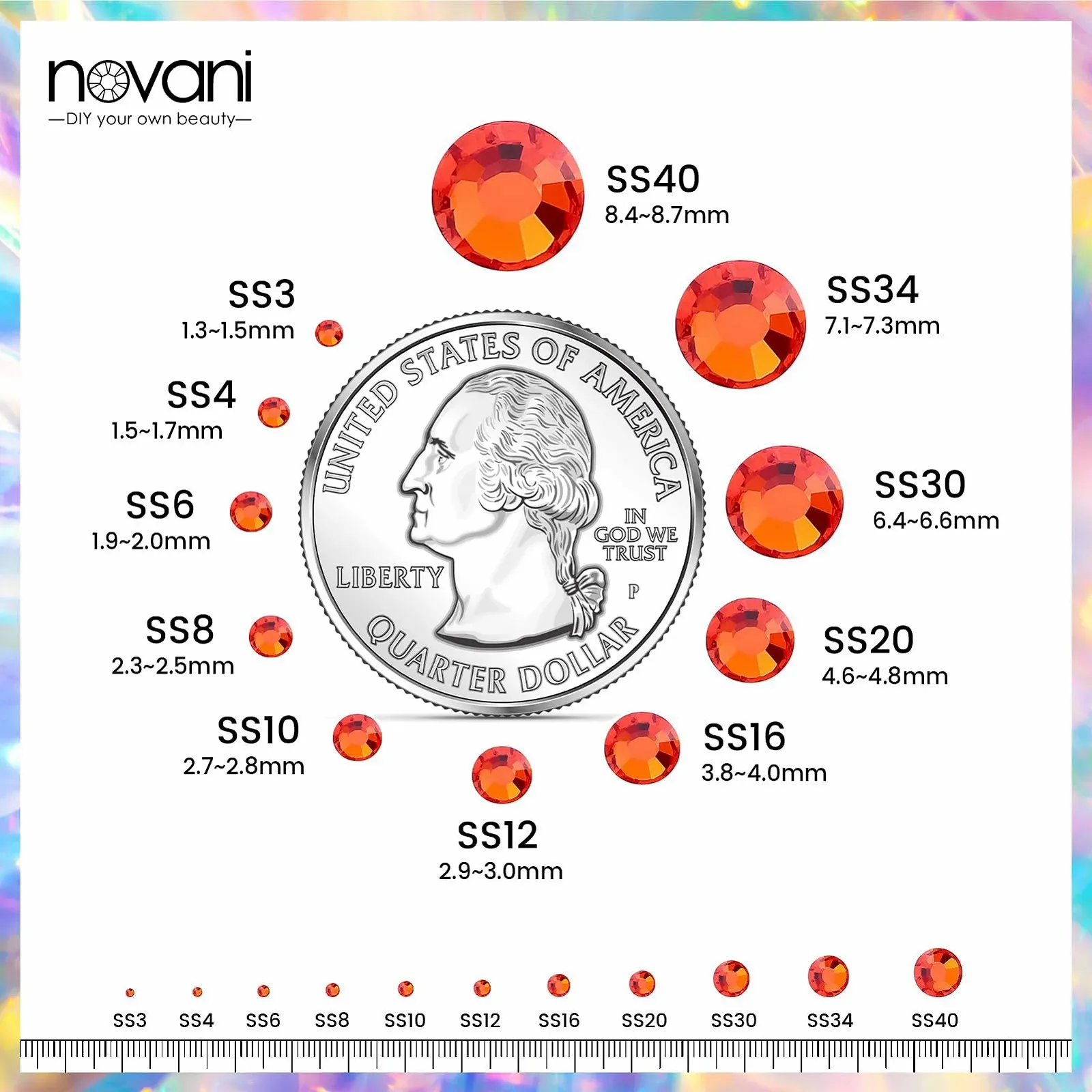 Стрази Novani Crystal Rhinestones Flatback, 1440 шт, скло, колір гіацинт, фото №3