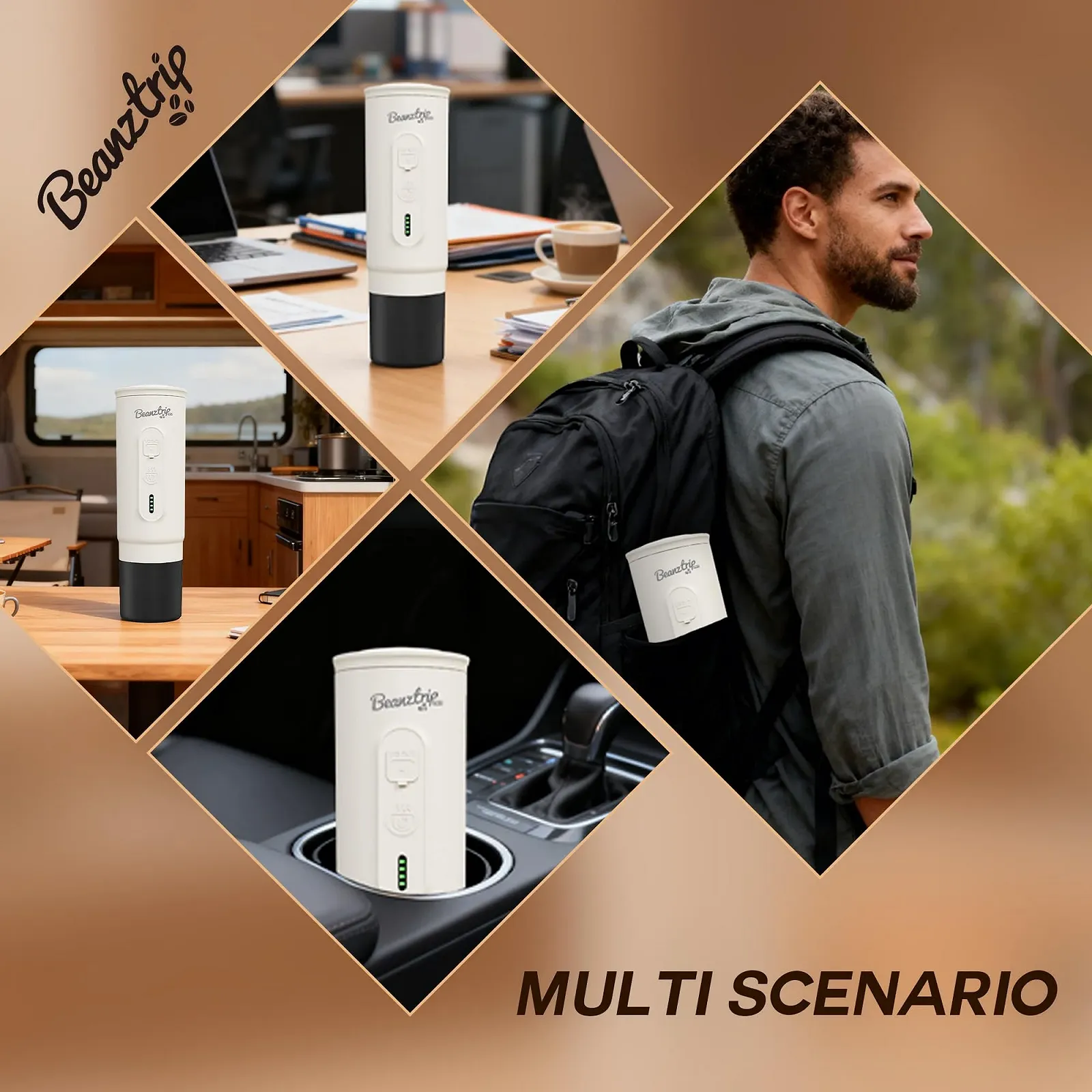 Портативная электрическая эспрессо-кофеварка Beantrip для молотого кофе и капсул NS с USB-C и самонагревом Белая, фото №8