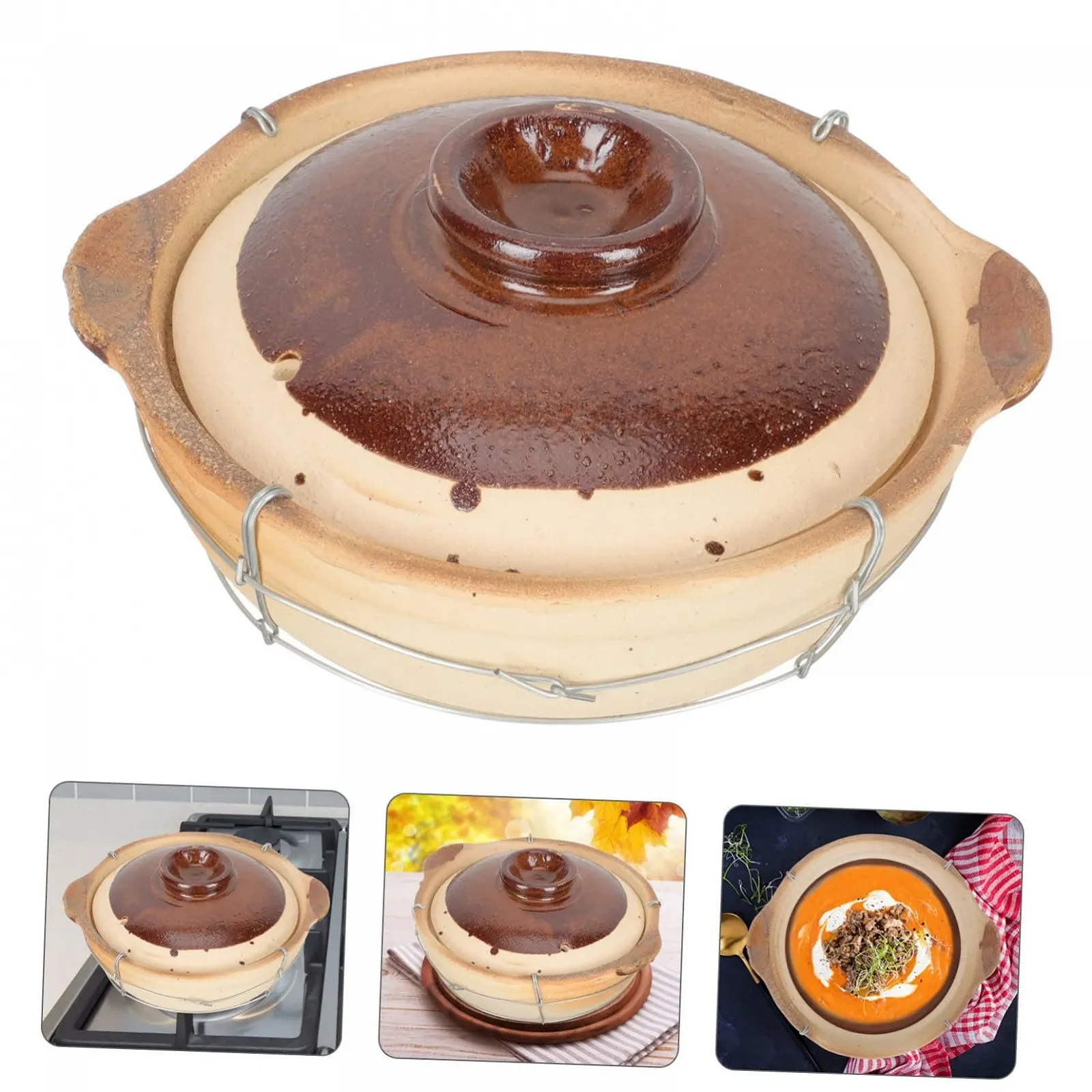 Кастрюля для запекания глиняная с ручкой традиционная, фото №7