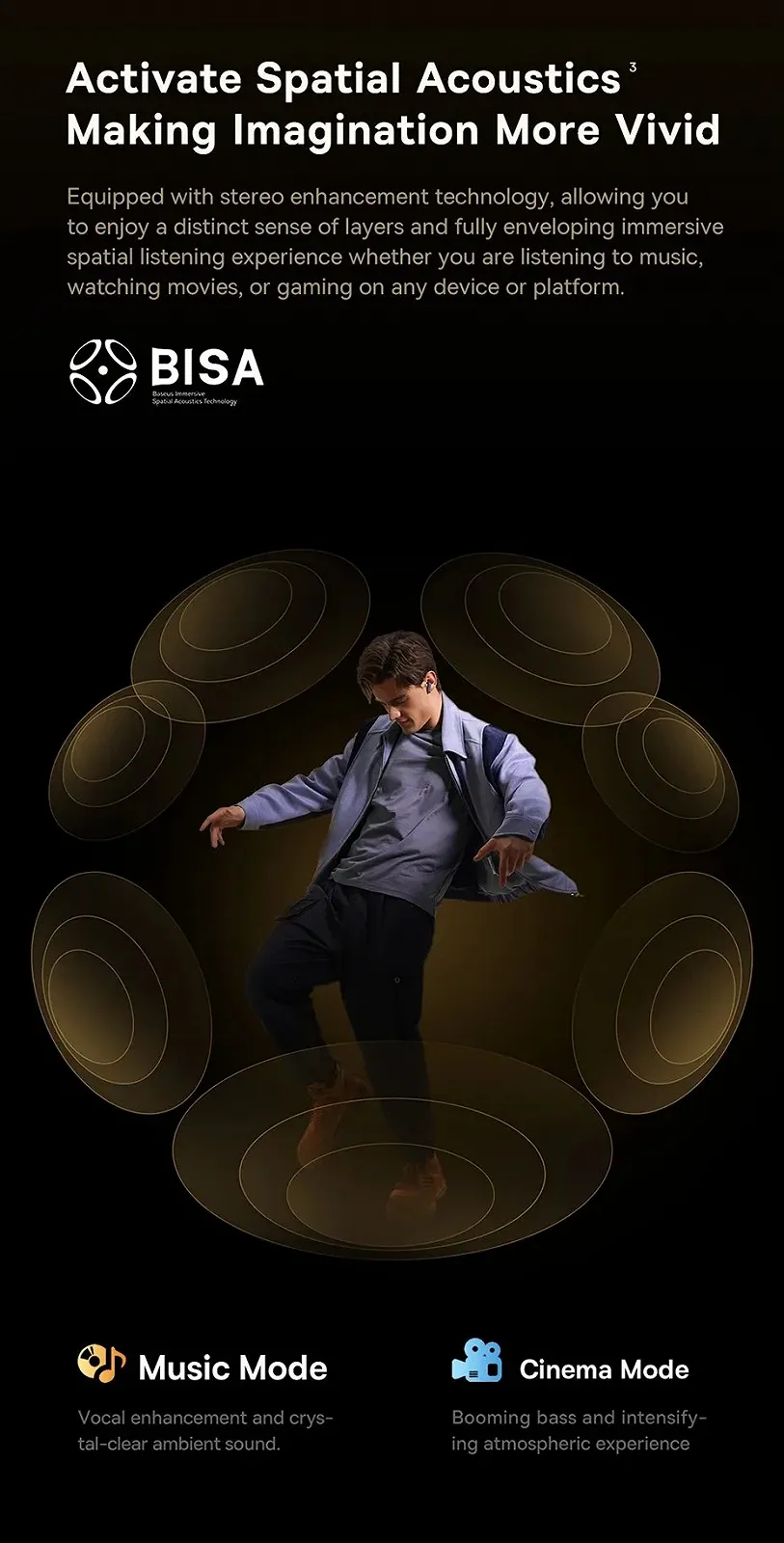 Наушники Baseus Bowie M2s Ultra Hi-Res LHDC ANC -52dB BT5.4 Black, фото №11