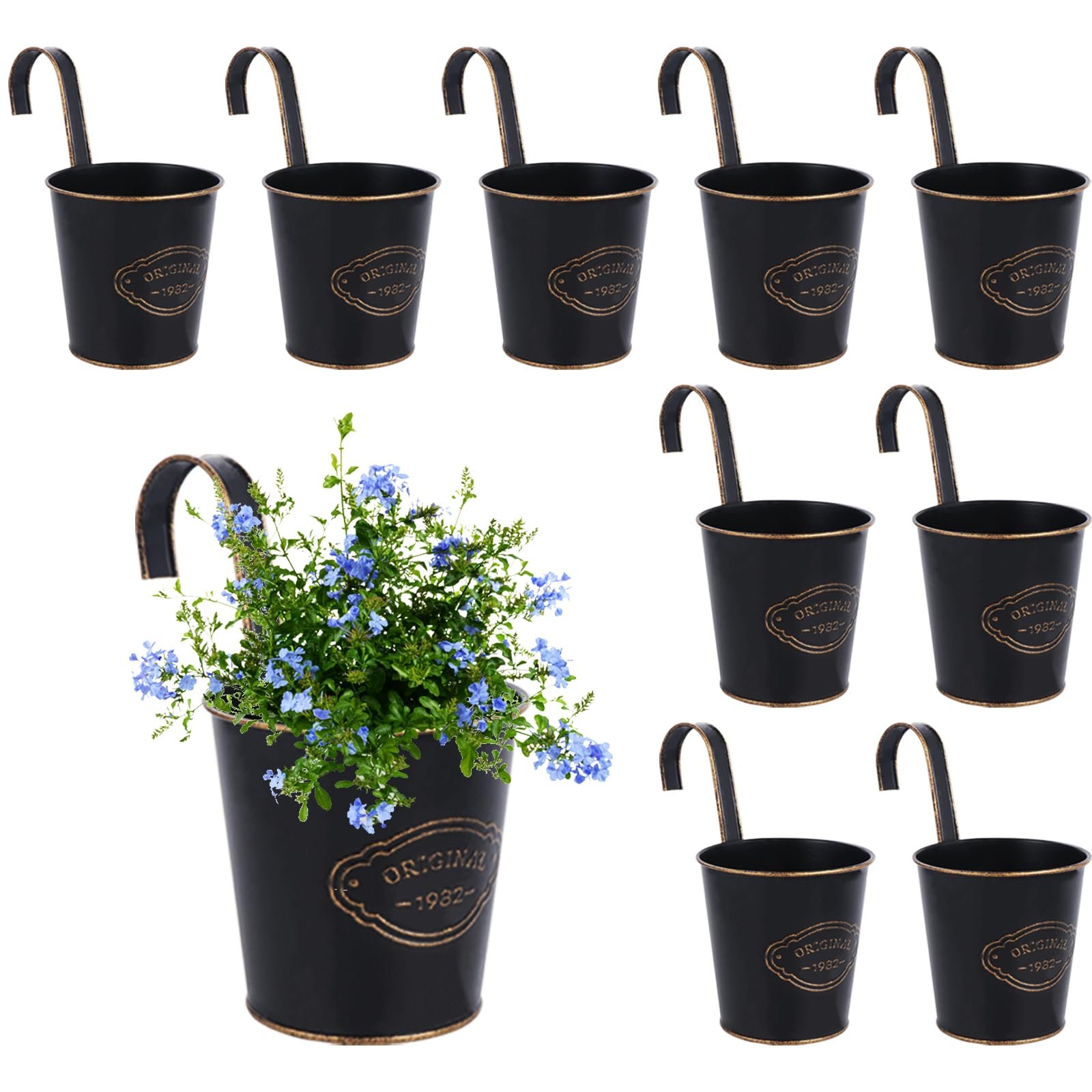 Підвісні квіткові горщики Набір з 10 шт. Металеві Ретро-стиль, фото №7