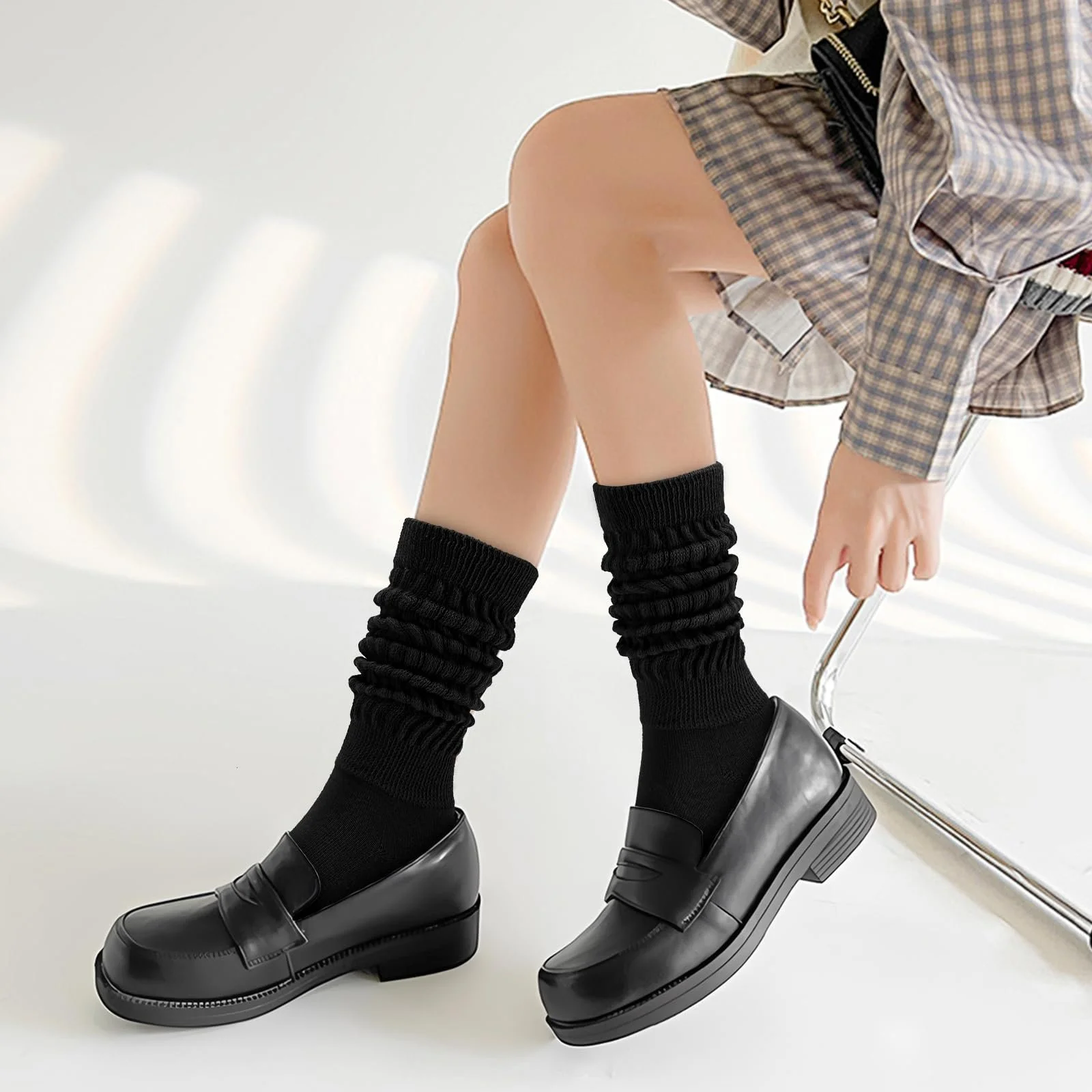 Вязаные хлопковые носки Geebuzz, очень длинные носки до колена, фото №6