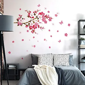 Наклейка на стіну WandSticker4U Cherry Blossom 107 x 64 см Червона/Рожева/Біла synthetic.ua - Фото 1