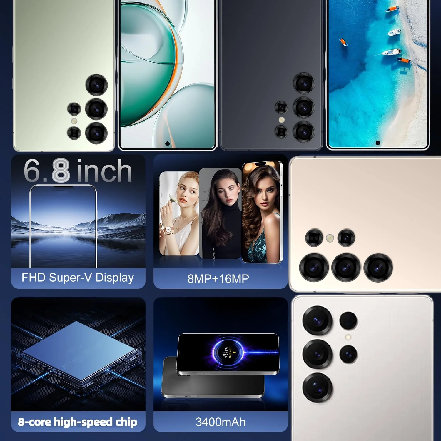 Смартфон 6.75" 4/64 ГБ 4G LTE 5/16 Мп 4000 мАч 8-ядерный Cyan, фото №2