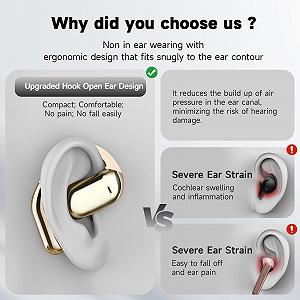 Переводчик с поддержкой ИИ Наушники с костной проводимостью Ultra Open Ear Водонепроницаемые Bluetooth-наушники для фитнеса и бега, глубокие басы, надежная посадка для маленьких ушей synthetic.ua - Фото 1