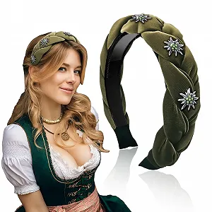 Обруч Бархатный Традиционный с Эдельвейсами и Стразами - Фото 1