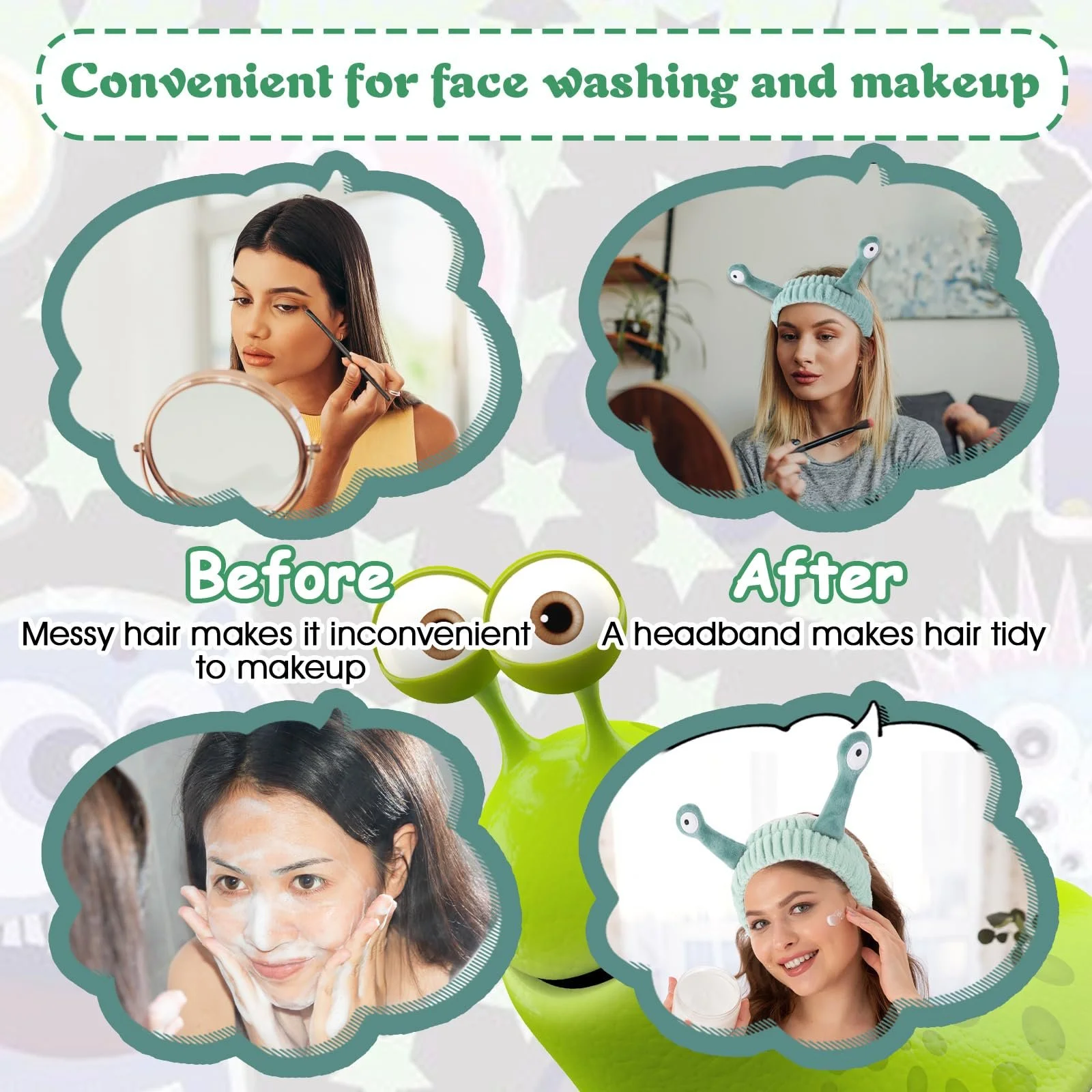 Пов'язка на голову Molain для вмивання обличчя, спа-пов'язка, фото №4