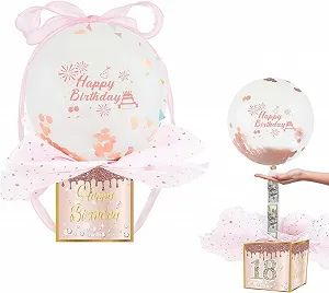 Набір для грошового подарунка Скарбничка Happy Birthday 61 предмет Rose Gold - Фото 1