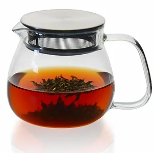 Стеклянный Чайник-заварник Круглая Форма 460 мл с ситечком и фильтром из нержавеющей стали - Фото 1