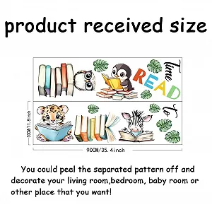 Наклейка на стіну SUPERDANT Time to Read Тварини з книгами Вінілова synthetic.ua - Фото 1