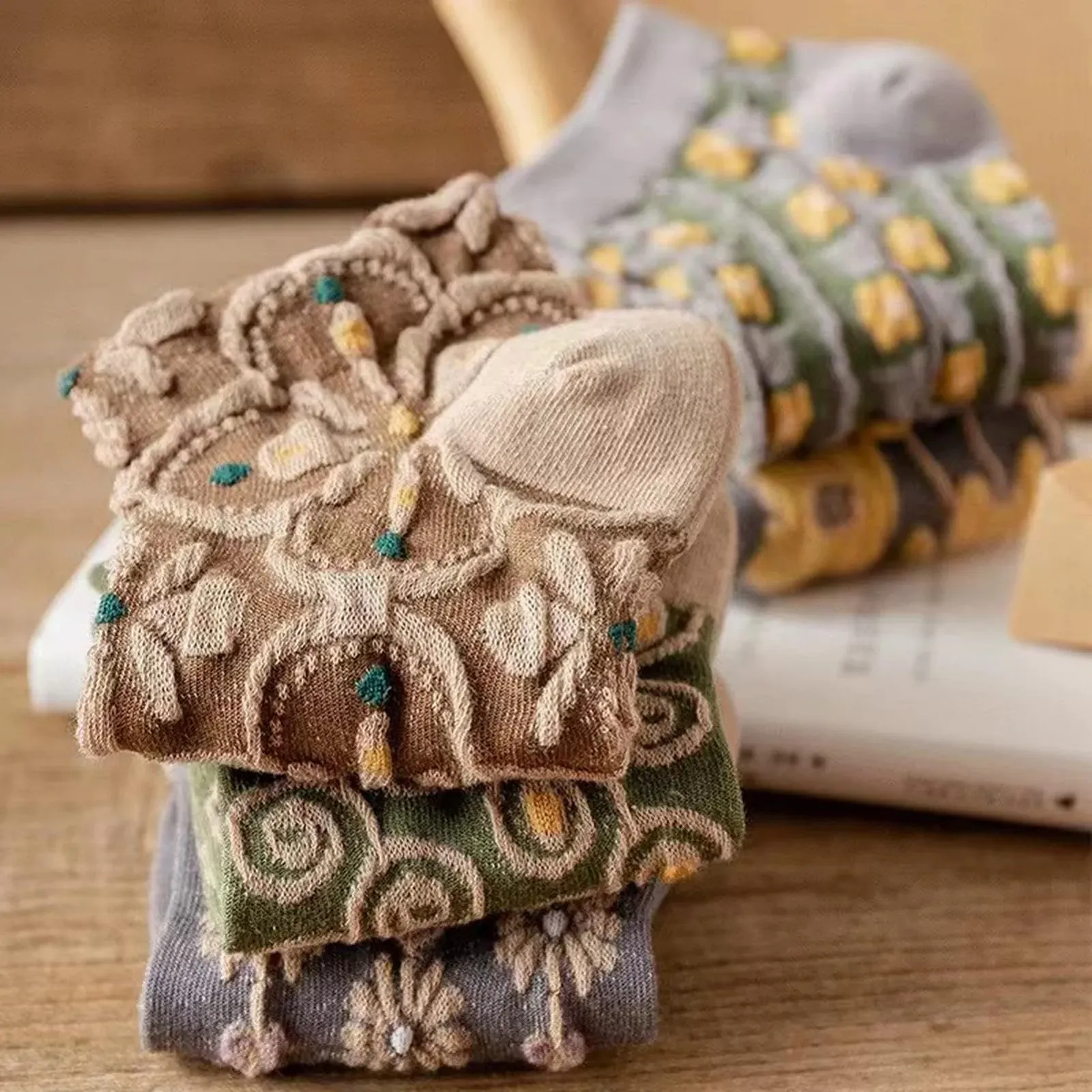 Вишиті шкарпетки Жіночі, Вишиті квіткові вінтажні шкарпетки, фото №8