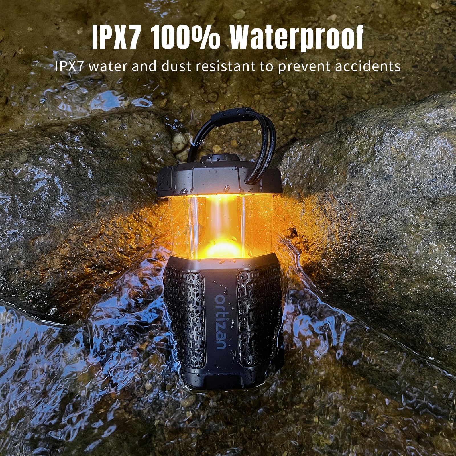 Портативная колонка Ortizan Outdoor Bluetooth Box с лампой для кемпинга, IPX7, 30Вт, 2 световых режима, Bluetooth 5.3, 24 часа работы, фото №3