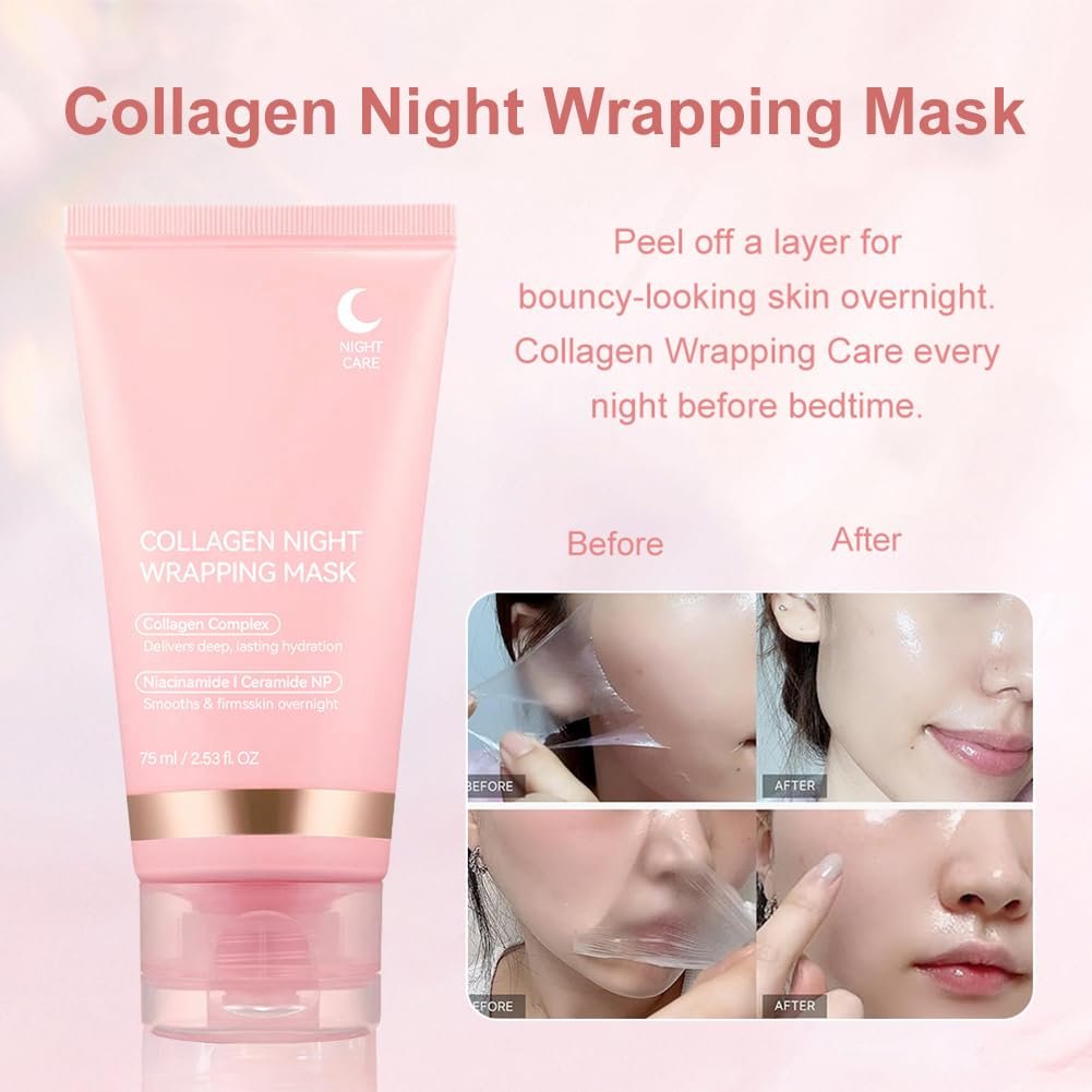 Нічна маска для обличчя Collagen, 75 мл, фото №5