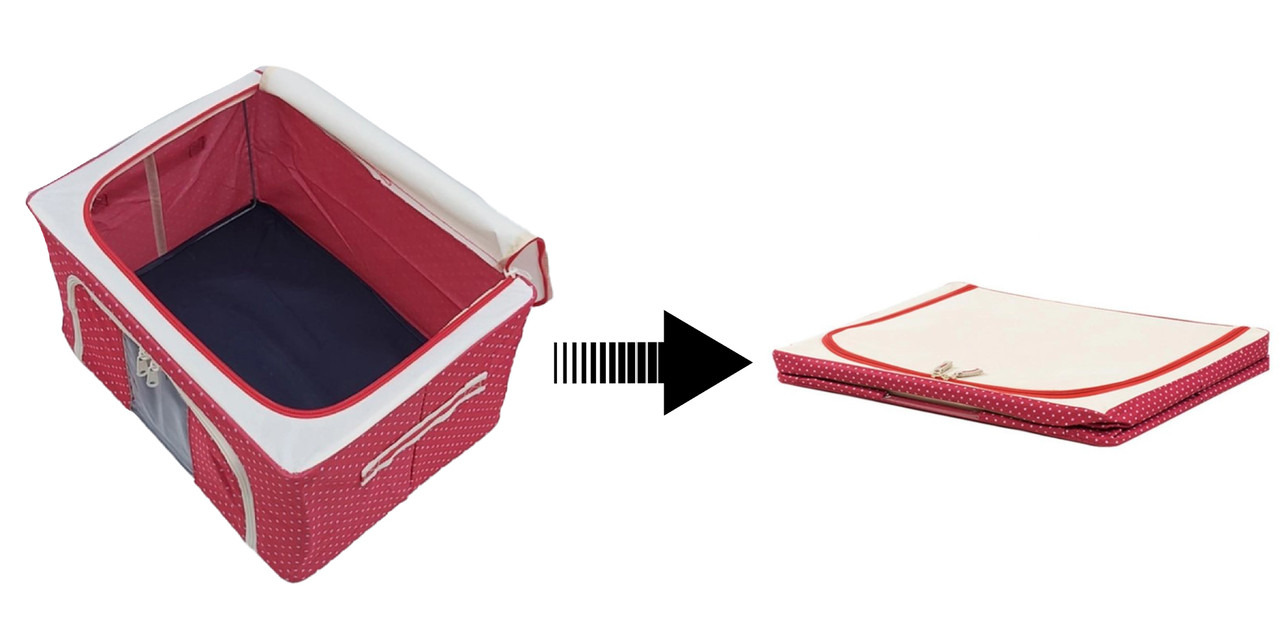 Кофр-органайзер для хранения вещей с металлическим каркасом HMD красный горох 60х40х38 см 103-10227416, фото №8 Кофр-органайзер для хранения вещей с металлическим каркасом HMD красный горох 60х40х38 см 103-10227416, фото №8